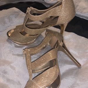 Gold high heels